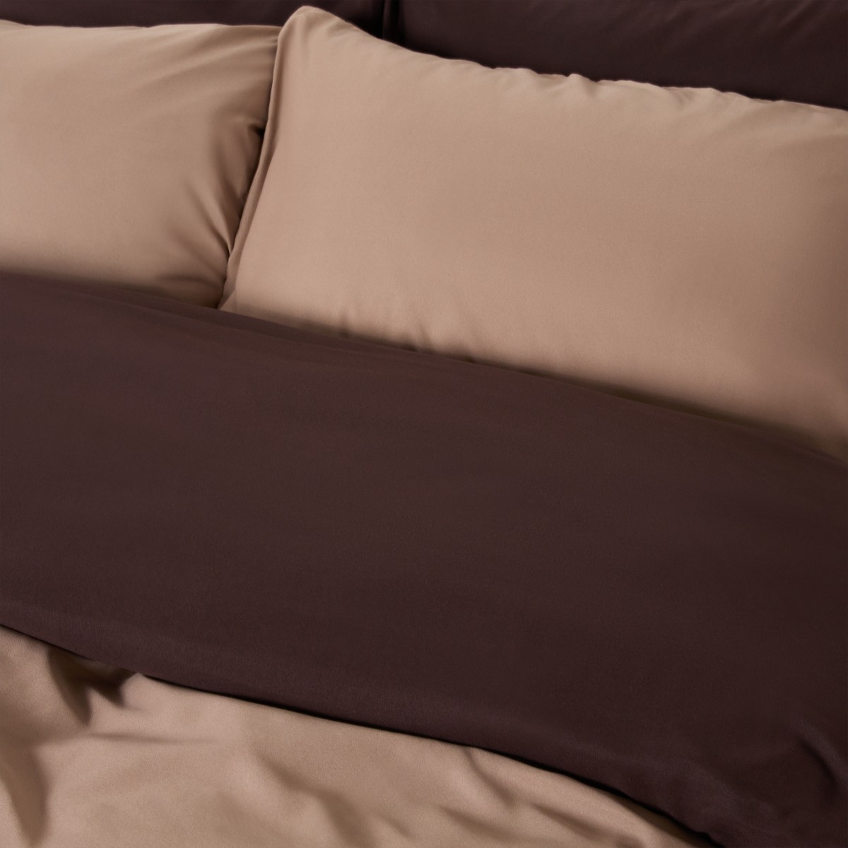 OHS Reversible Duvet Cover Set - Coffee/Natural>
