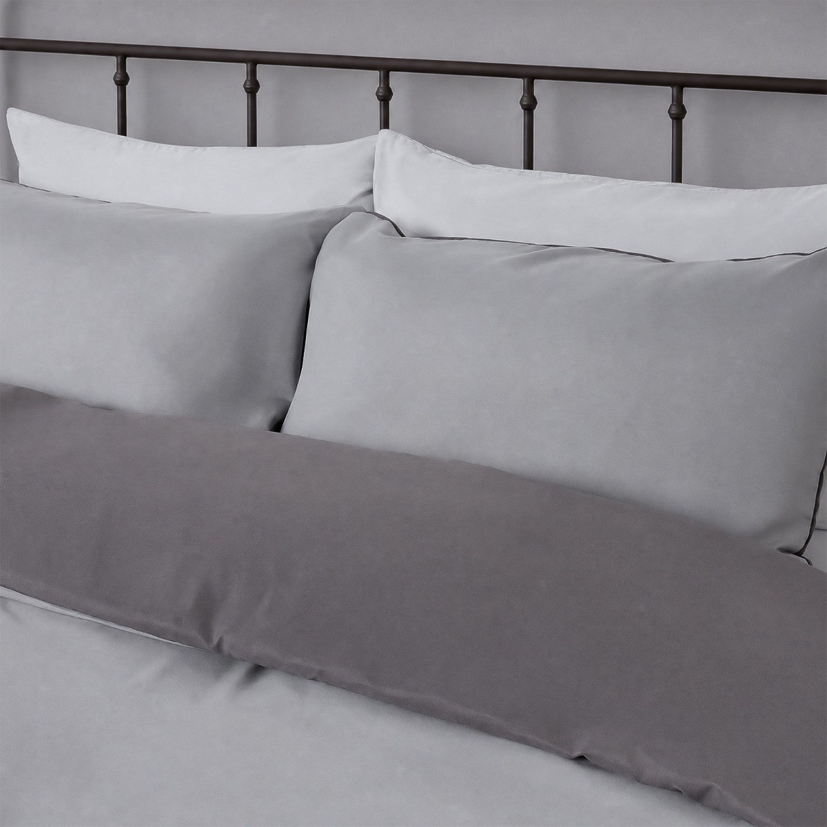 OHS Reversible Duvet Cover Set - Charcoal/Grey>