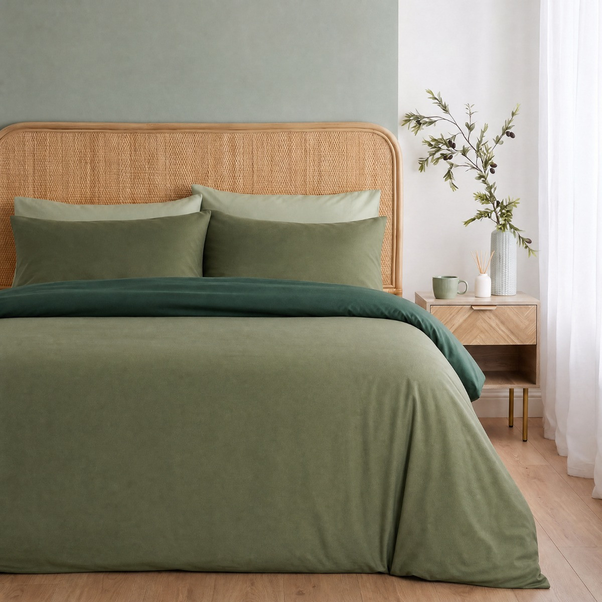 OHS Reversible Duvet Cover Set - Woodland/Forest Green>