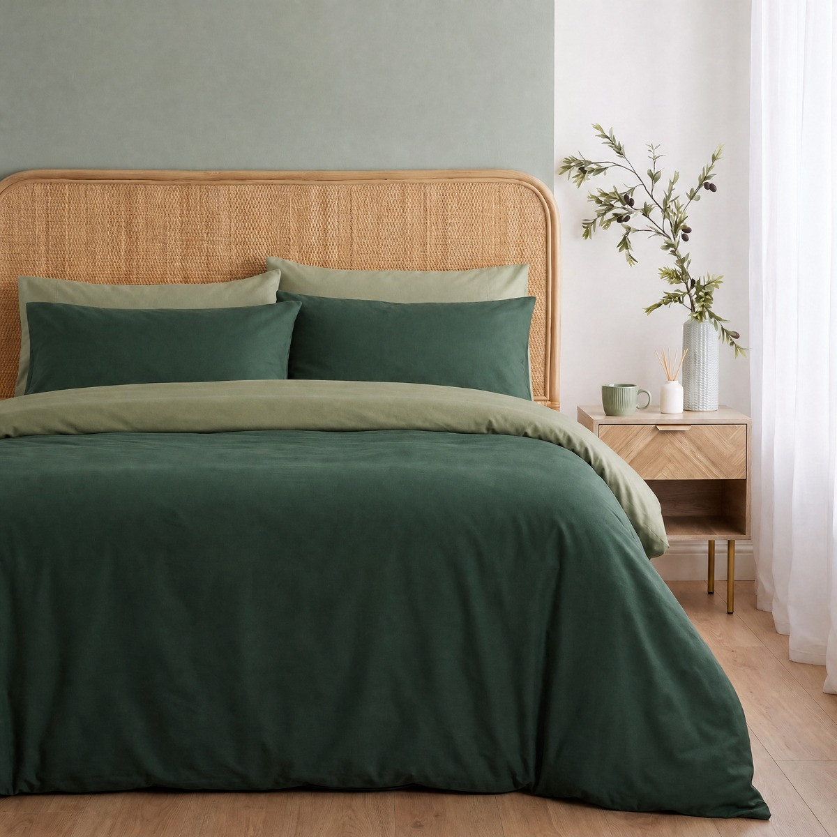 OHS Reversible Duvet Cover Set - Woodland/Forest Green>