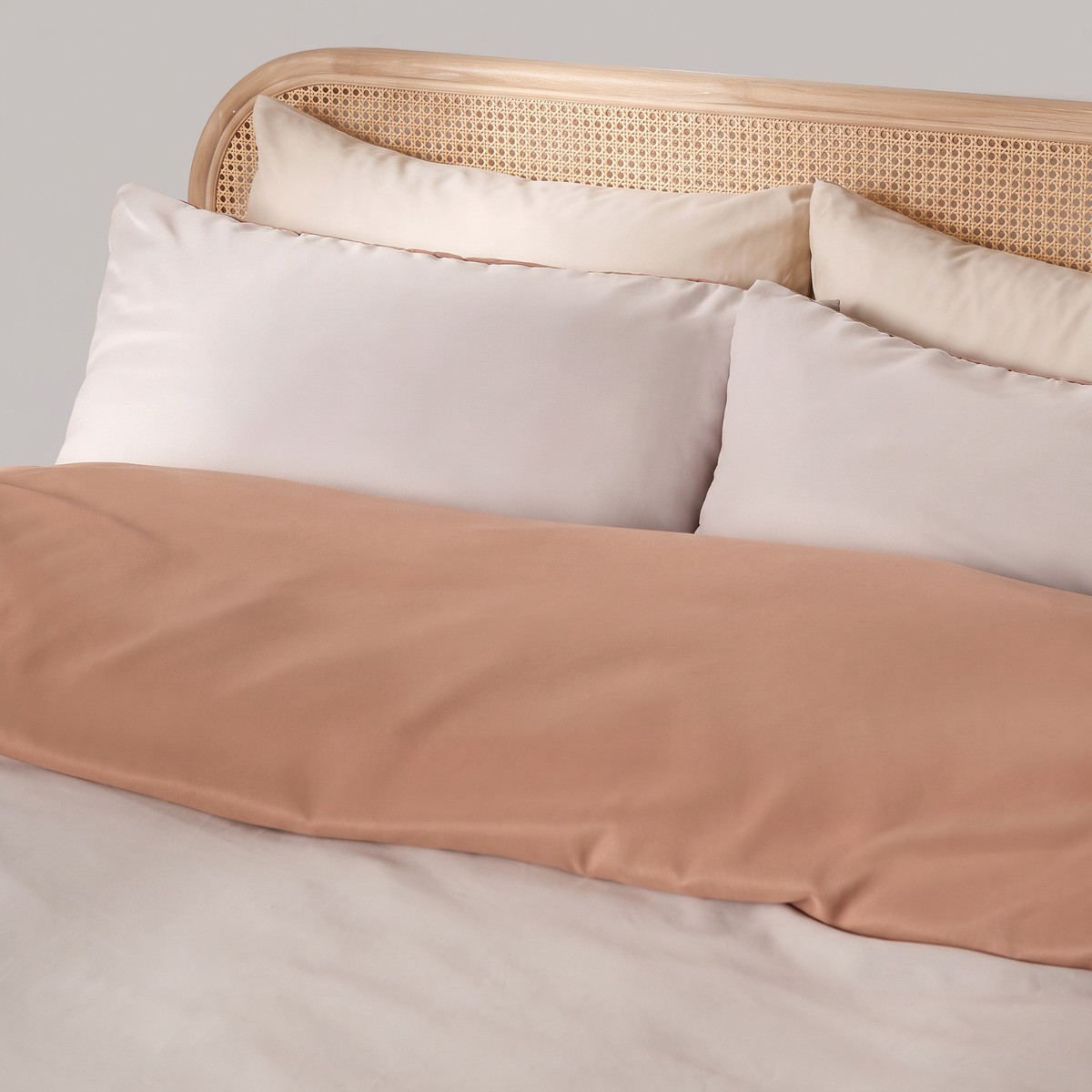 OHS Reversible Duvet Cover Set - Stone/Toffee>