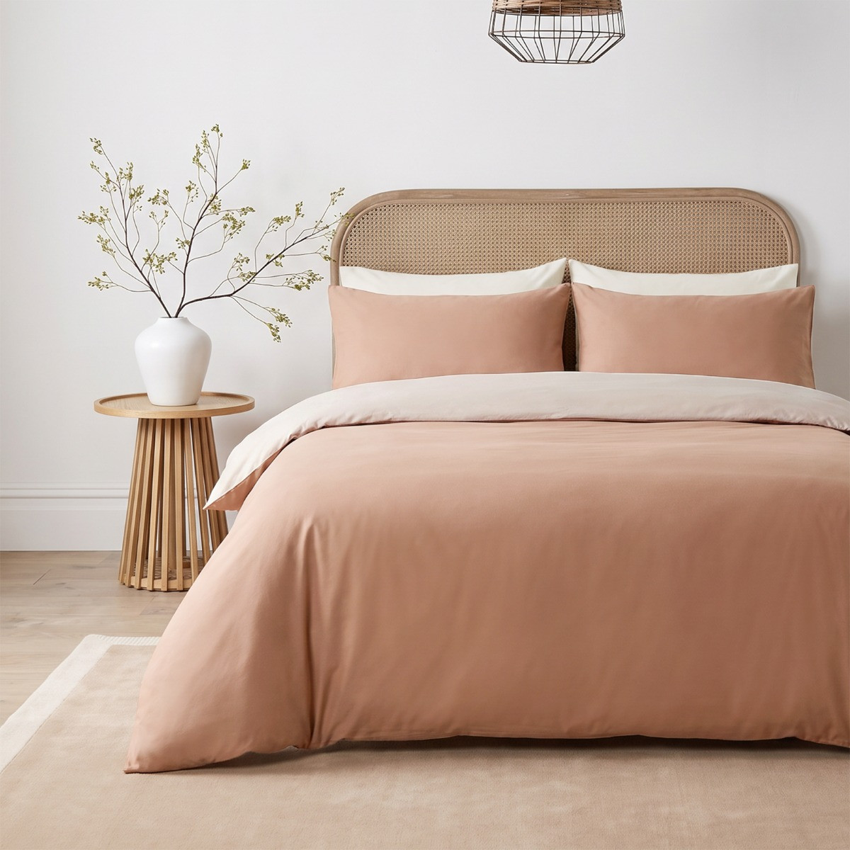 OHS Reversible Duvet Cover Set - Stone/Toffee>