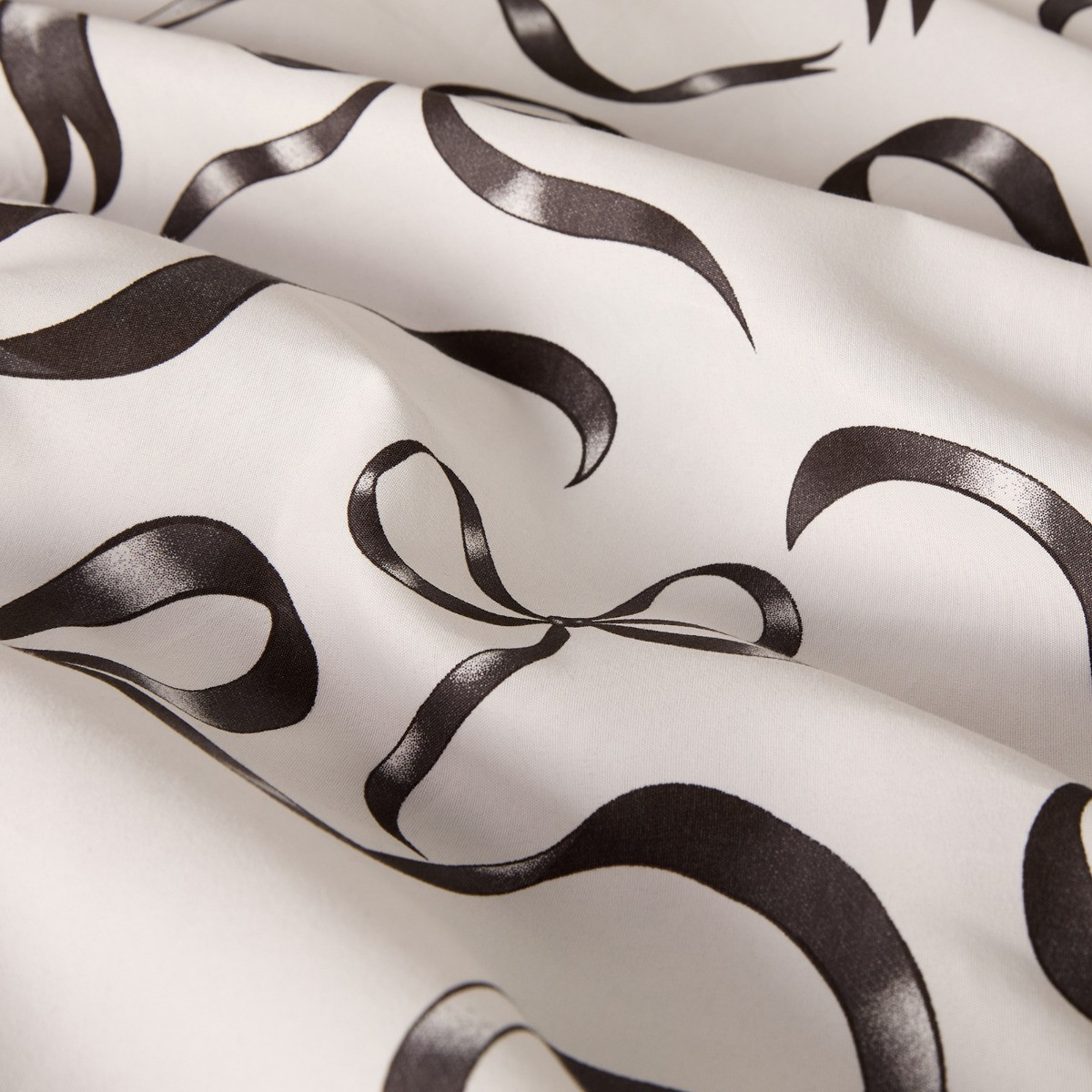 OHS Ribbon Bow Print Duvet Cover Set - Monochrome>