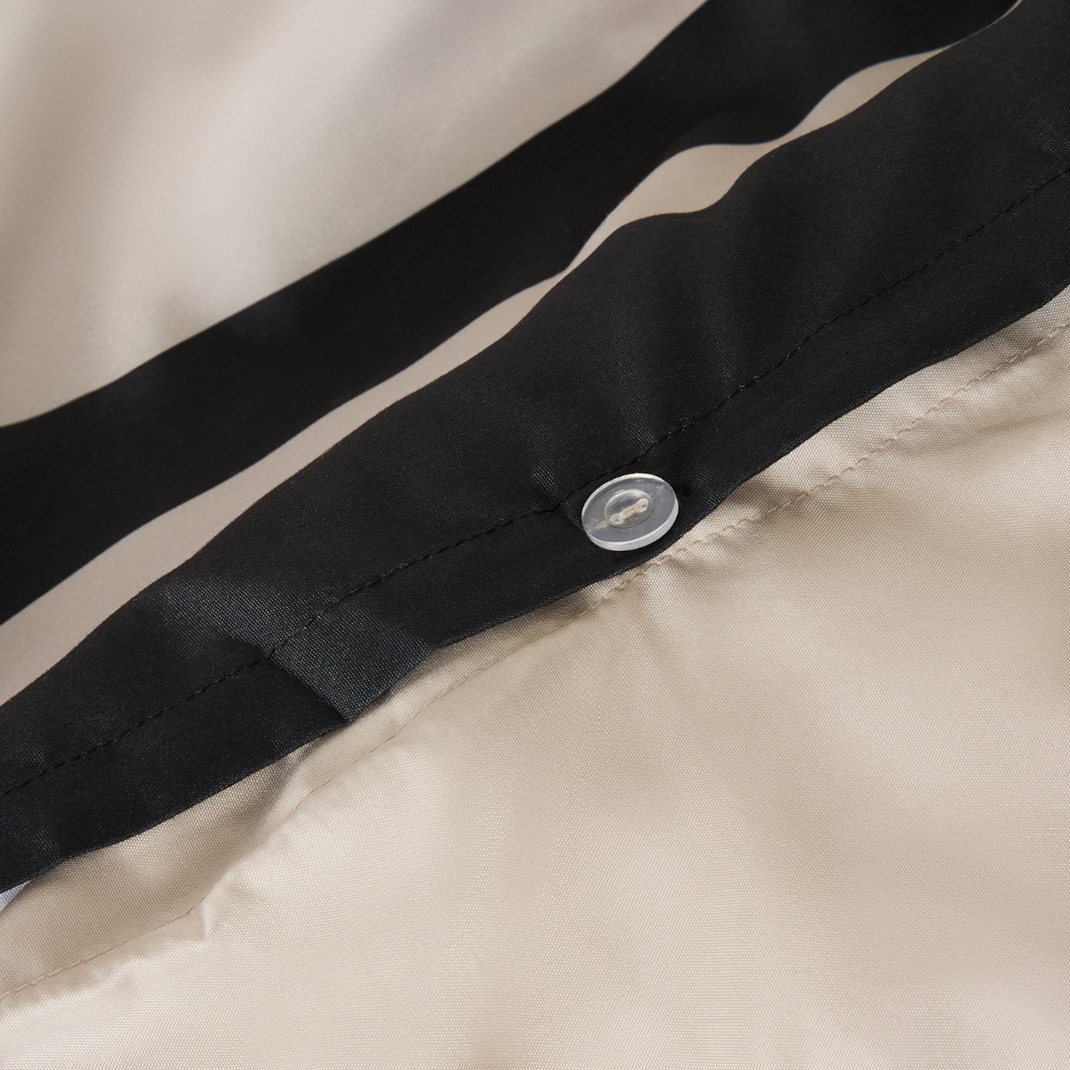 OHS Contrast Border Duvet Cover Set - Stone/Black>