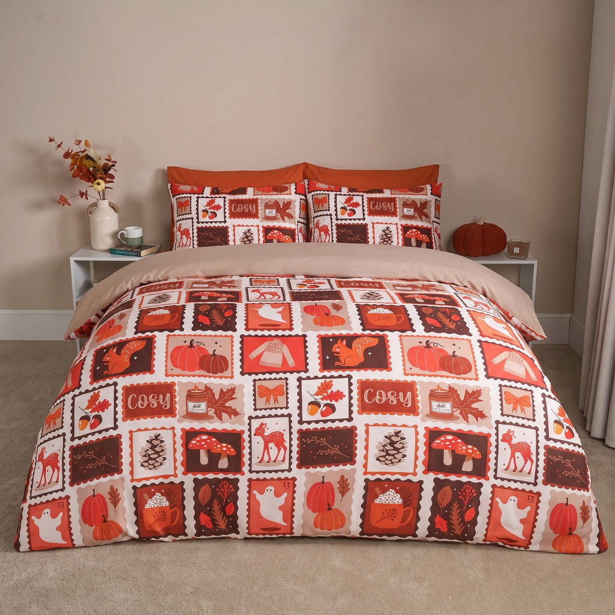 OHS Autumnal Postcard Duvet Cover Set - Multi>
