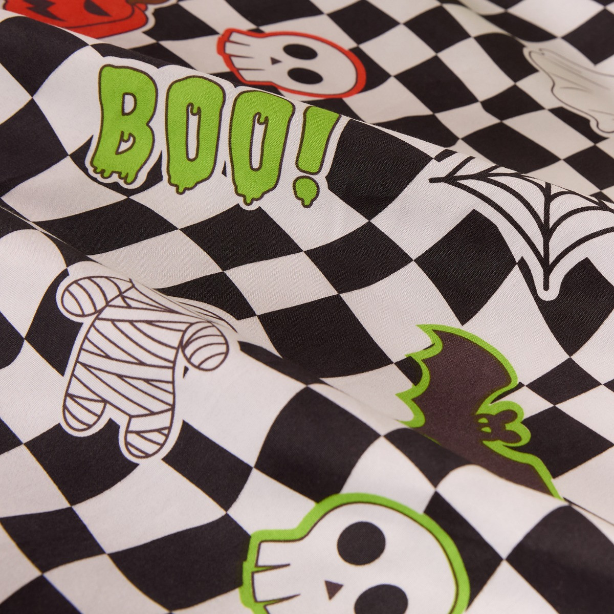 OHS Kids Halloween Sticker Print Duvet Cover Set, Monochrome - Single>
