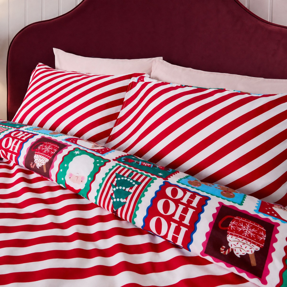 OHS Postcard Christmas Print Duvet Cover Set - Multi>