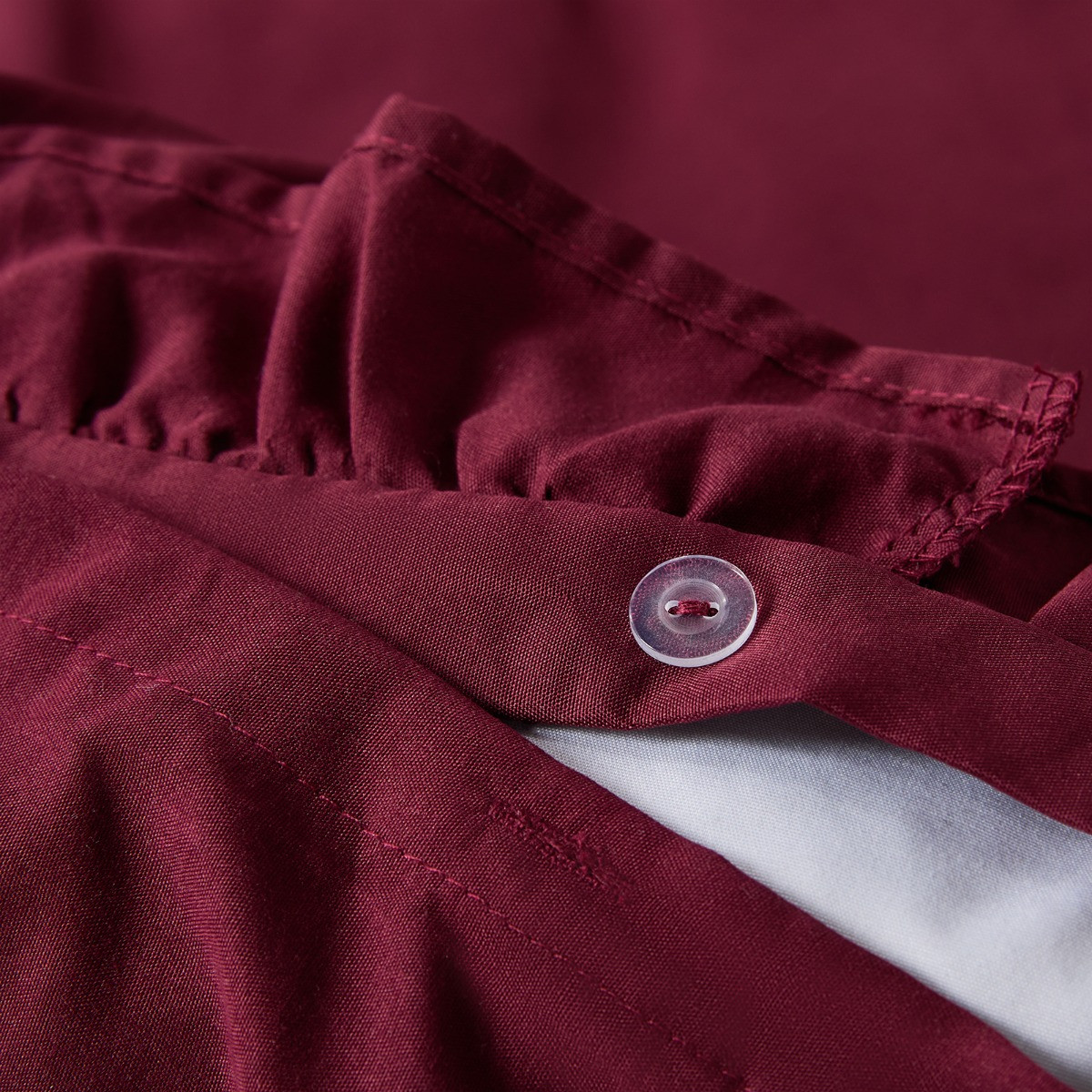 OHS Frill Edge Duvet Cover Set - Burgundy>