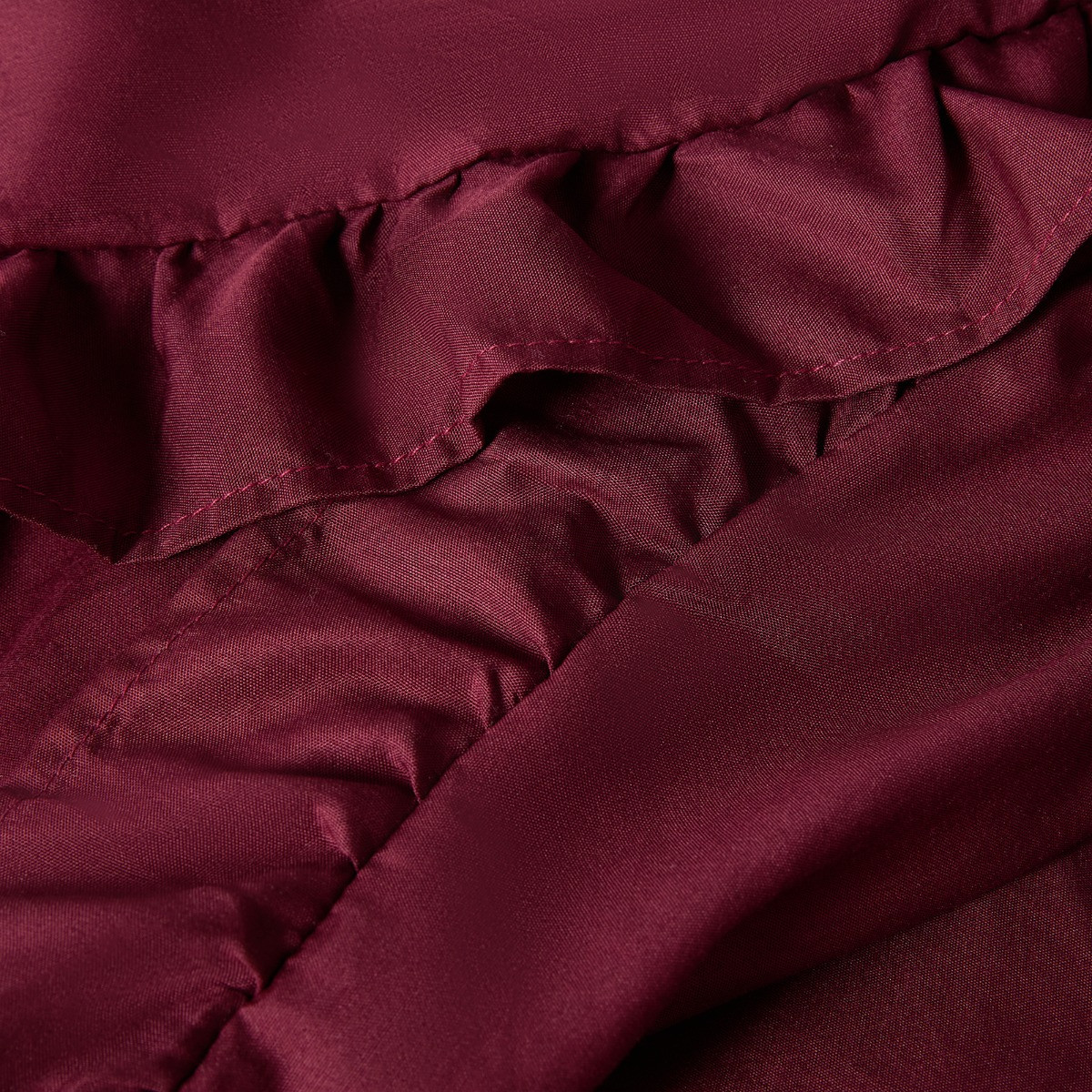 OHS Frill Edge Duvet Cover Set - Burgundy>