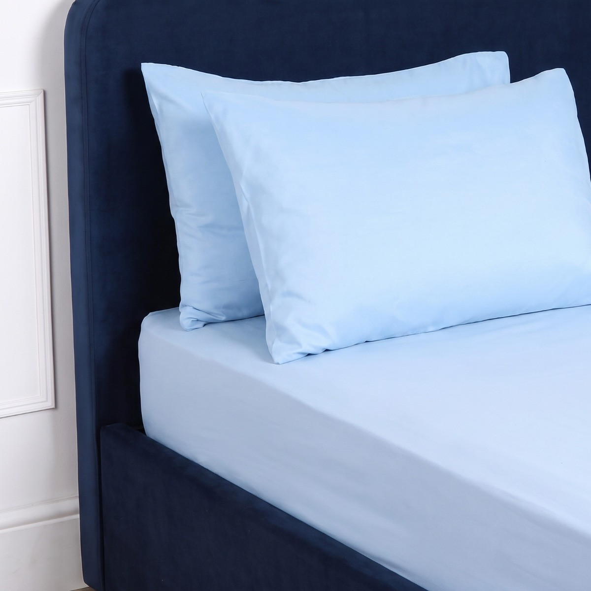 OHS Plain Dyed Fitted Sheet - Dusky Blue>