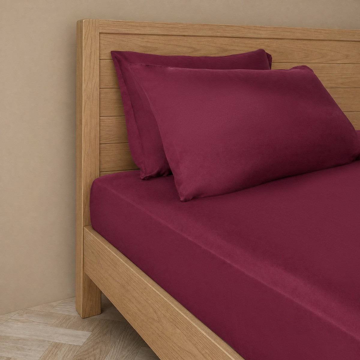 OHS Plain Dyed Fitted Sheet - Burgundy>