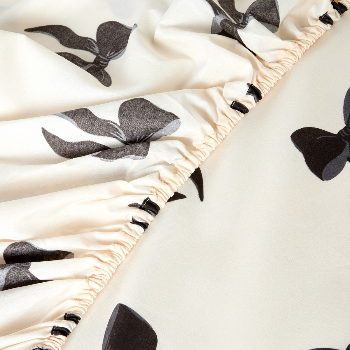 OHS Bows Print Fitted Sheet - Monochrome>
