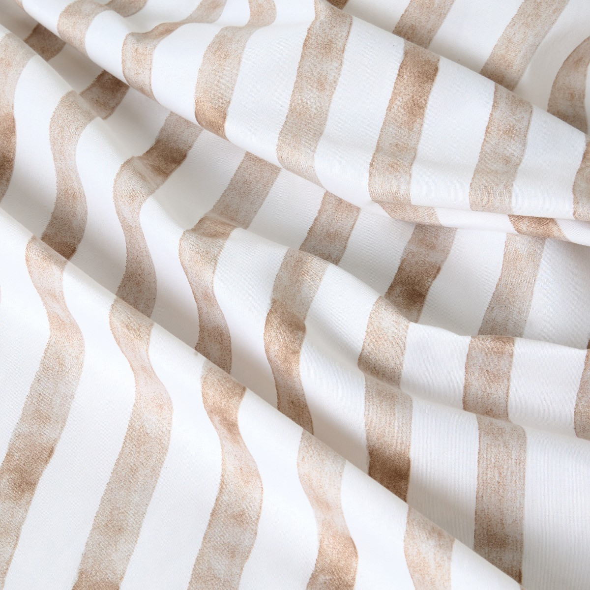 OHS Stripe Print Fitted Sheet - White/Brown>
