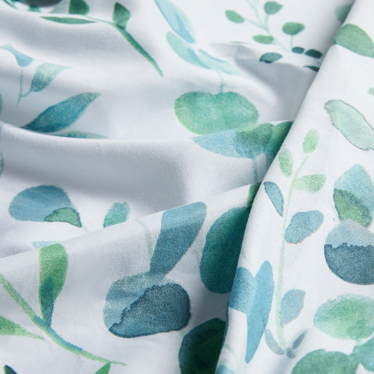 OHS Floral Print Watercolour Fitted Sheet - White/Green>