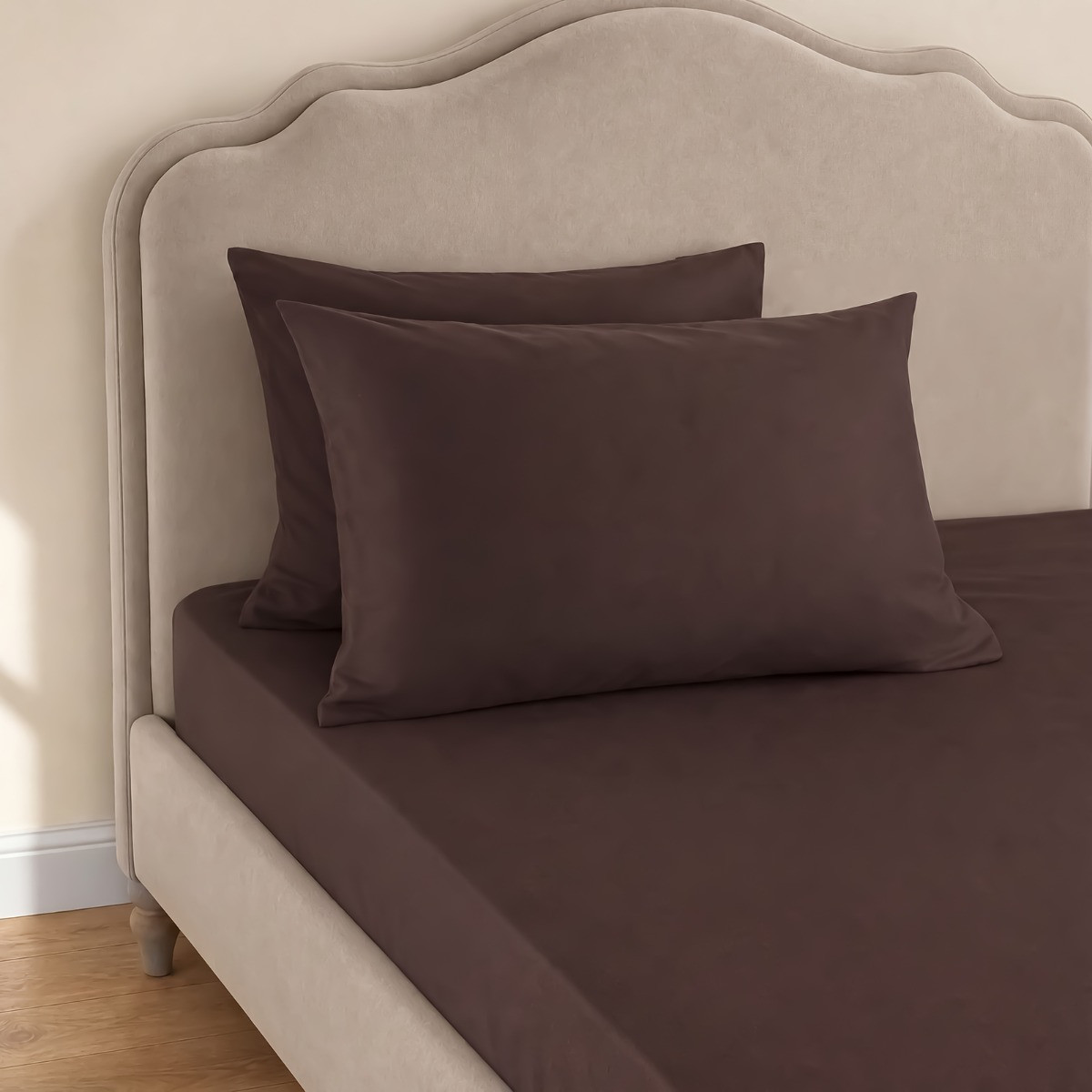 OHS Easy Care Polycotton Deep Fitted Sheet - Coffee>