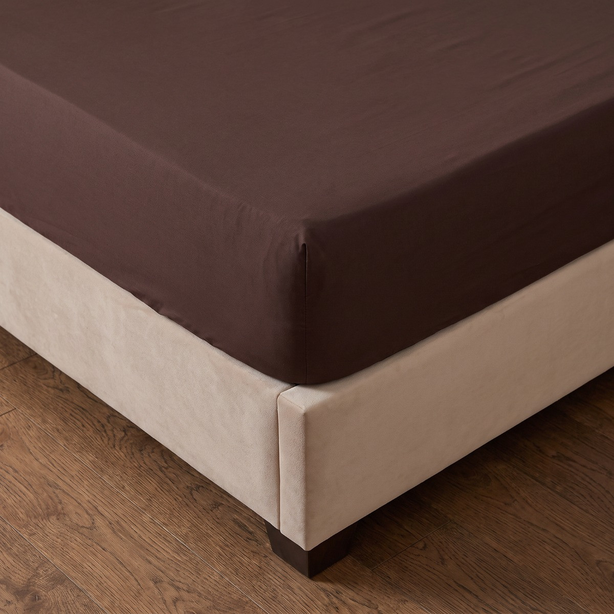 OHS Plain Cotton Deep Fitted Sheet - Coffee>