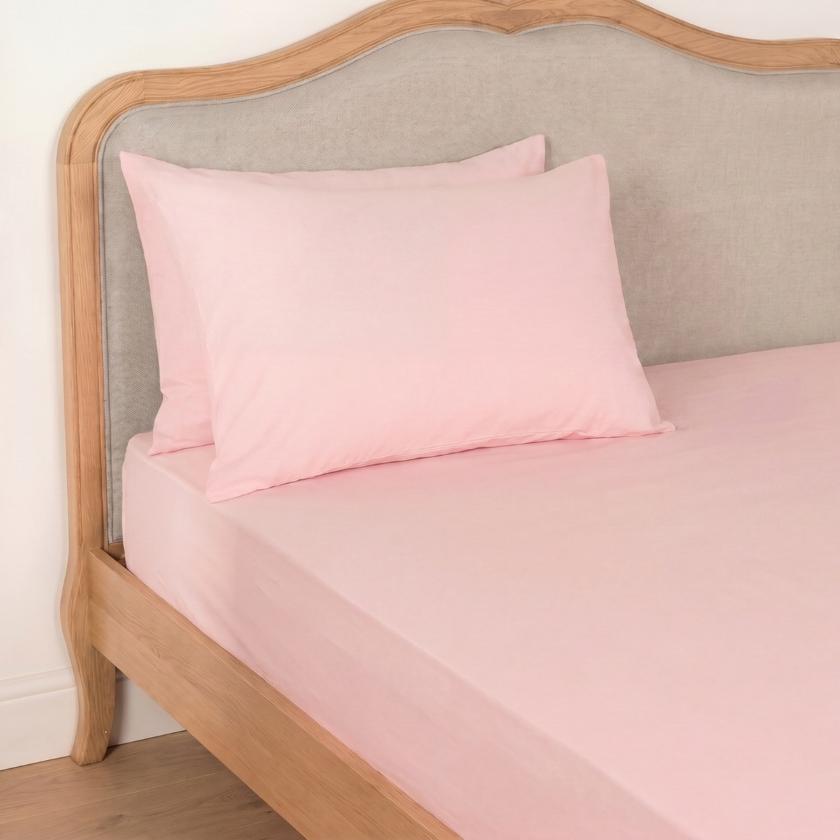 OHS Plain Cotton Deep Fitted Sheet - Blush>
