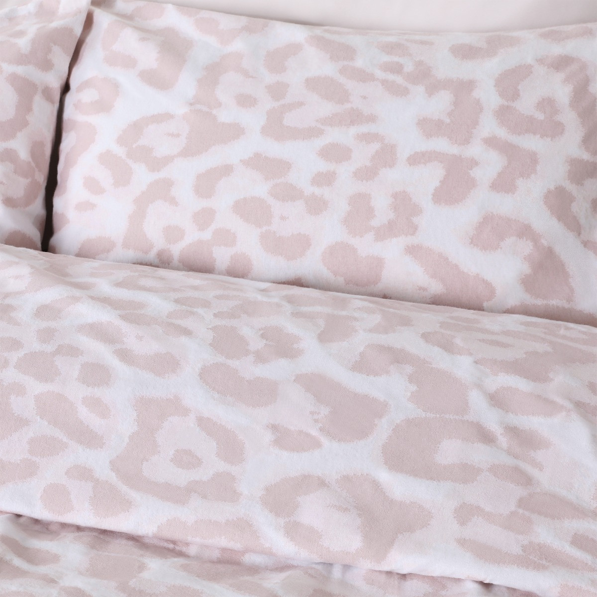 OHS Leopard Print Brushed Cotton Flannelette Duvet Cover Set - Natural>