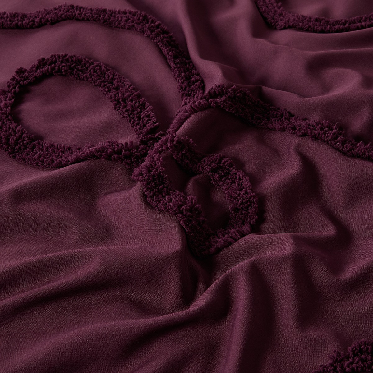 OHS Tufted Bows Duvet Cover Set - Plum>