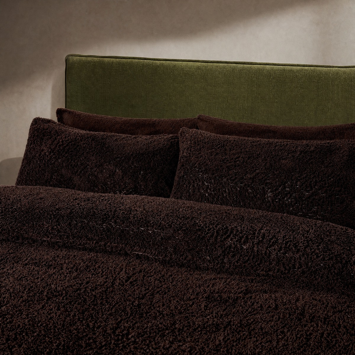 OHS Teddy Fleece Duvet Cover Set - Coffee>