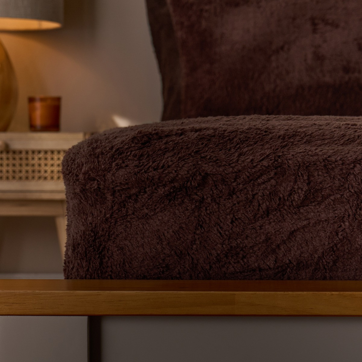 OHS Teddy Fleece Fitted Sheet - Coffee>
