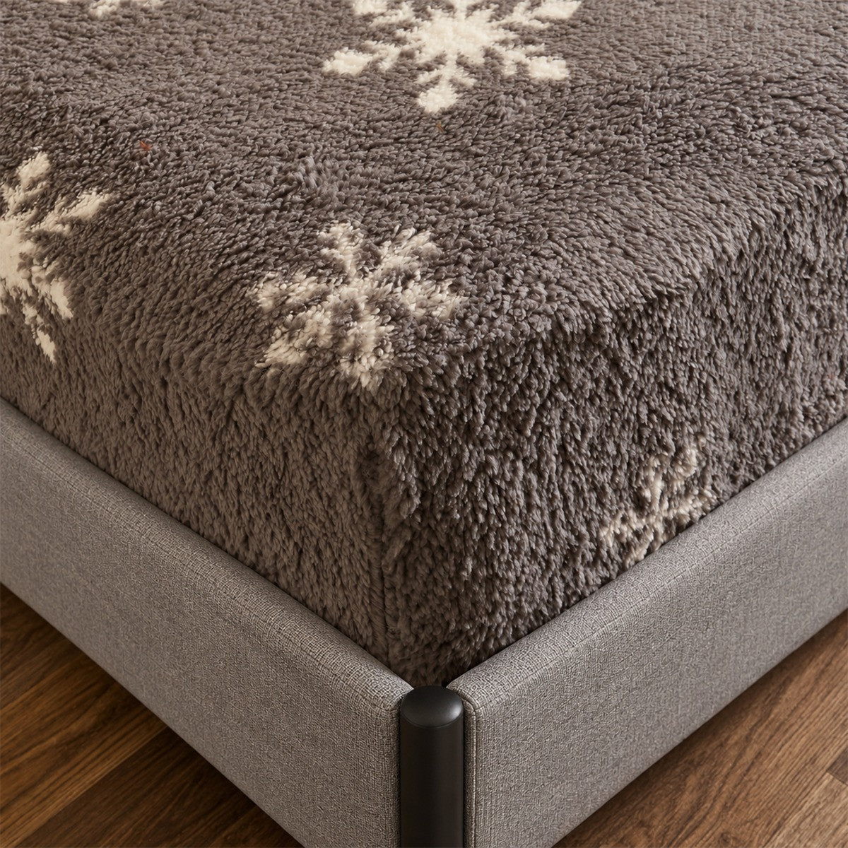 OHS Teddy Snowflake Print Fitted Sheet - Grey>