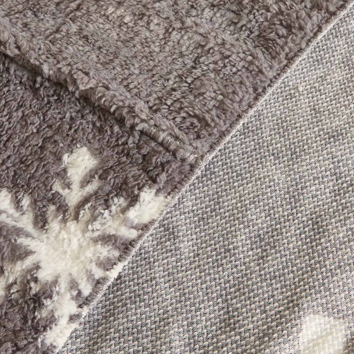 OHS Teddy Snowflake Print Fitted Sheet - Grey>
