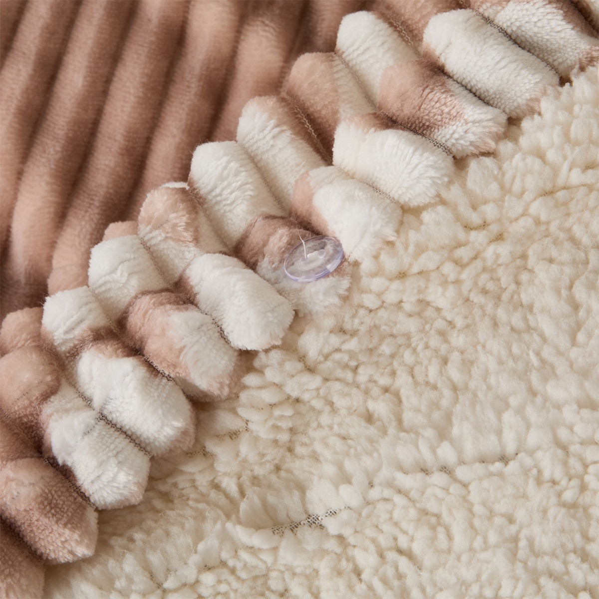 OHS Winter Tree Print Ribbed Fleece Duvet Cover Set, Natural - Double>