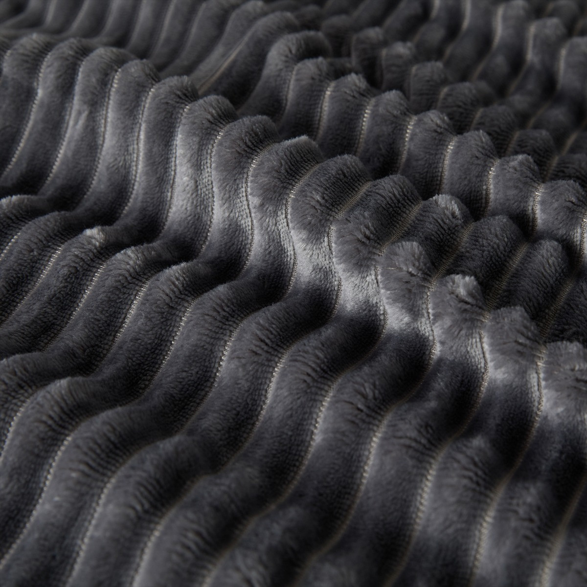 OHS Ribbed Fleece Duvet Cover Set - Charcoal>