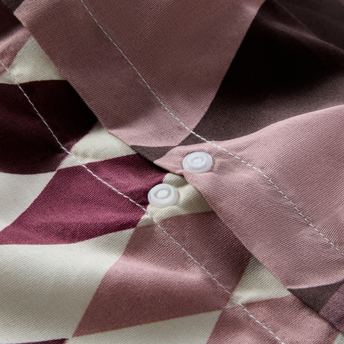 OHS Diamond Check Reversible Duvet Cover Set - Burgundy/Blush>