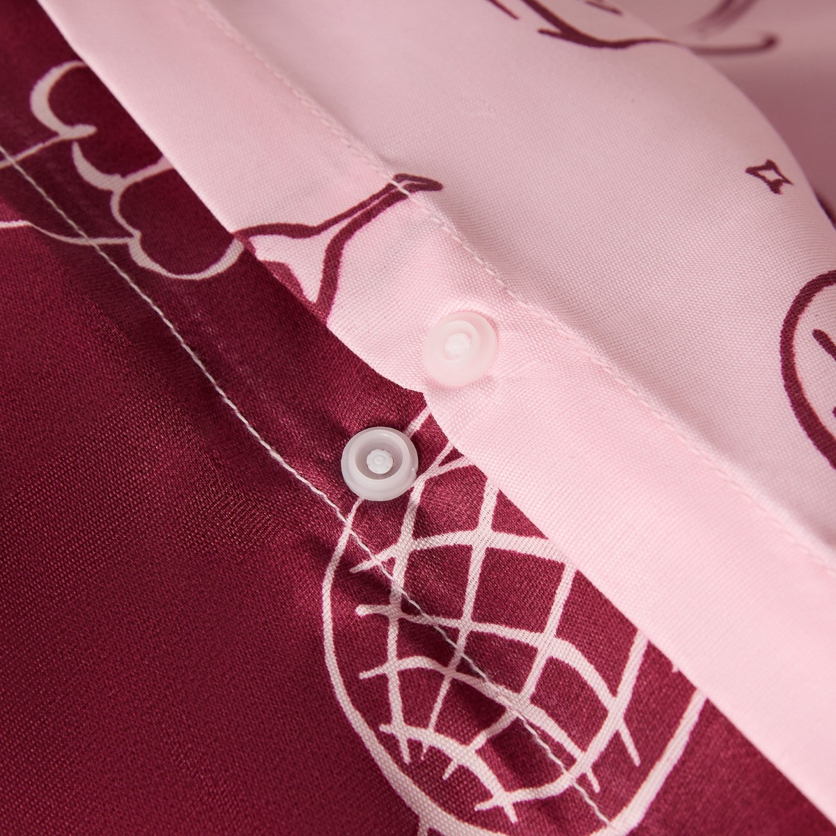 OHS Sketch Print Reversible Duvet Cover Set - Blush/Burgundy>