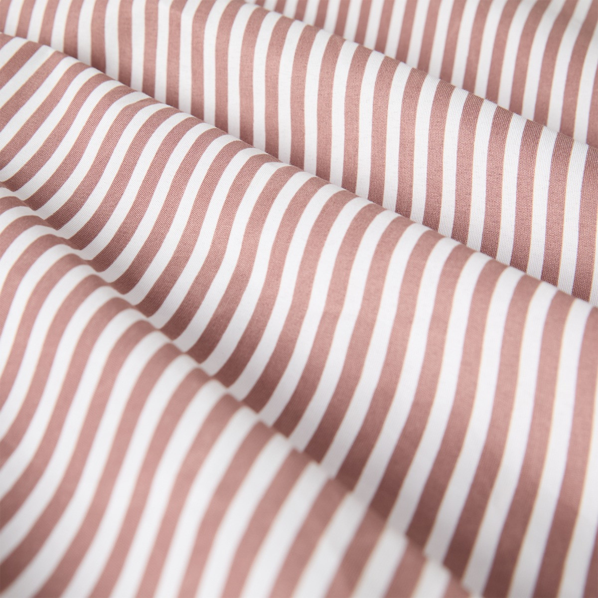 OHS Stripe Print Contrast Frill Edge Duvet Cover Set - Brown/White>