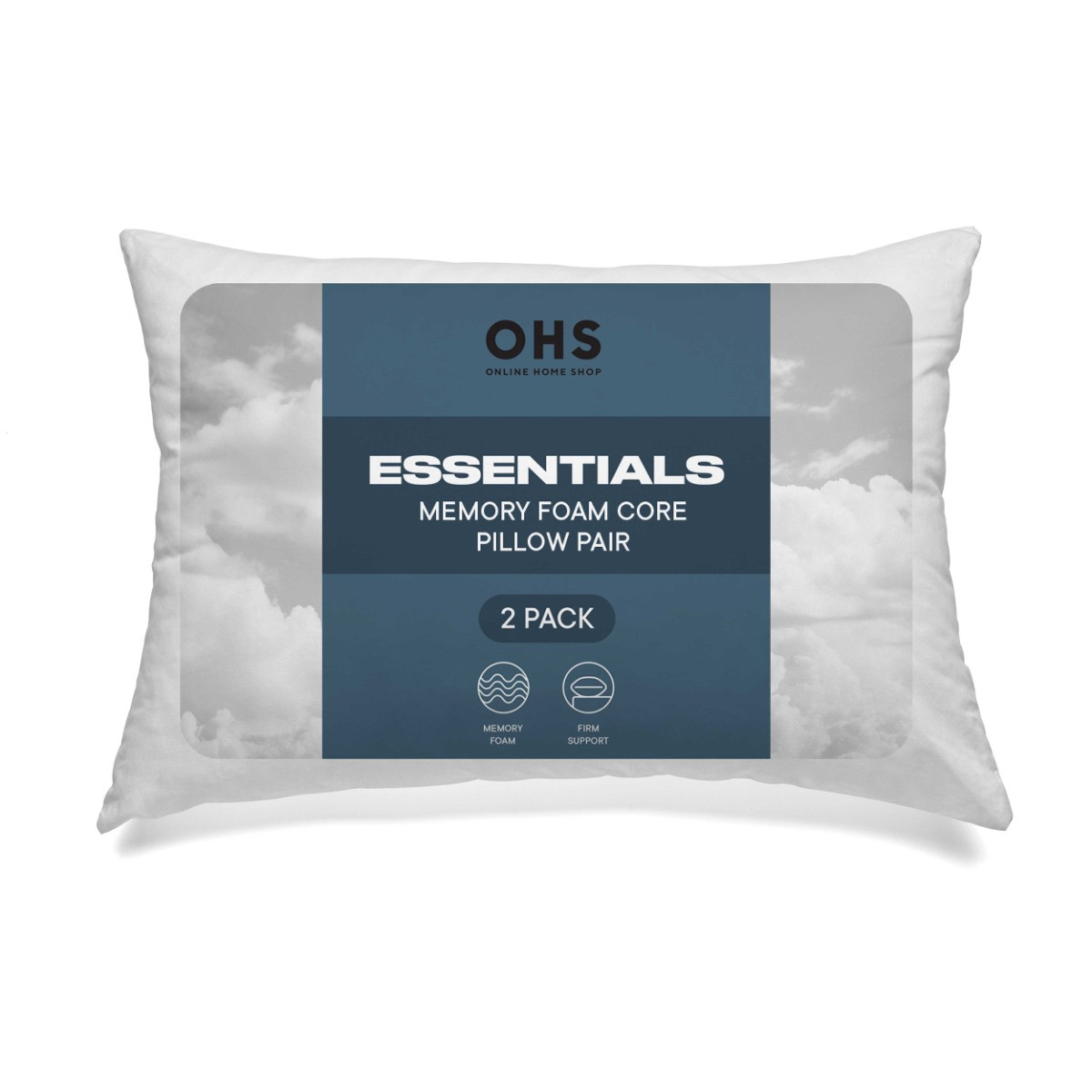 OHS 2 Pack Memory Foam Core Pillows - White>