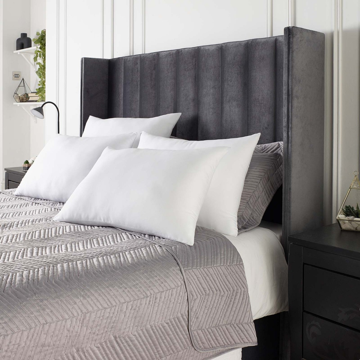 OHS 2 Pack Memory Foam Core Pillows - White>