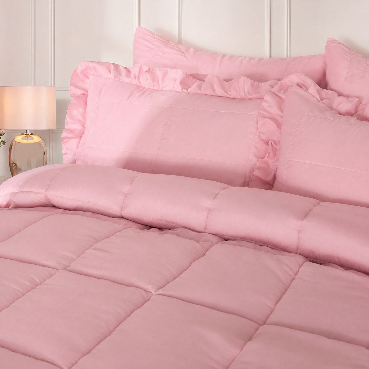 OHS Frill Edge Coverless 7.5 Tog Duvet Set - Pink>