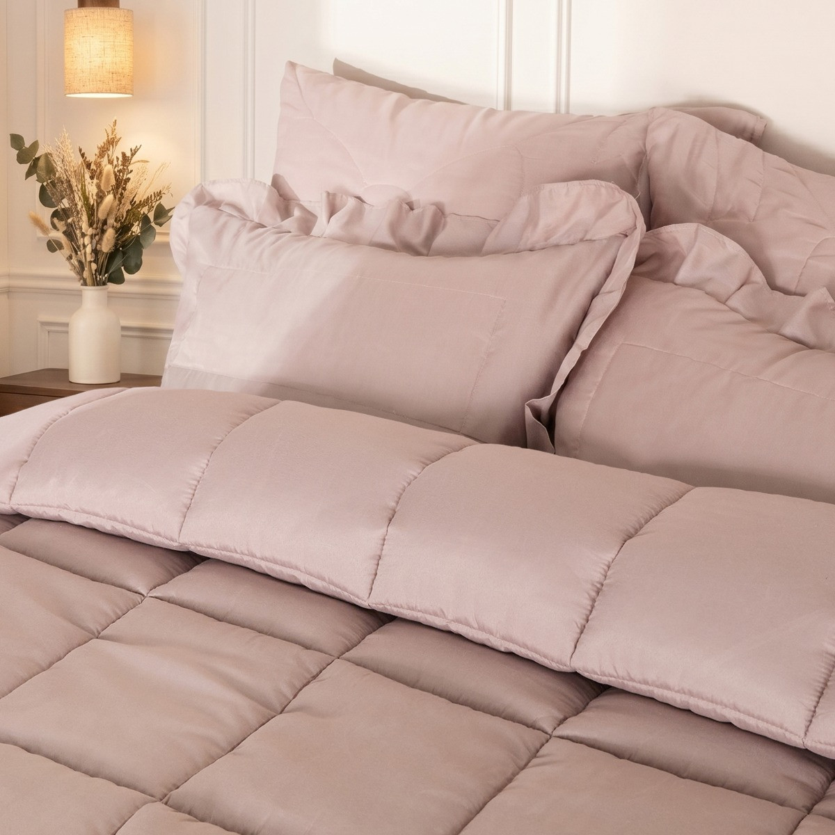OHS Frill Edge Coverless 7.5 Tog Duvet Set - Natural>