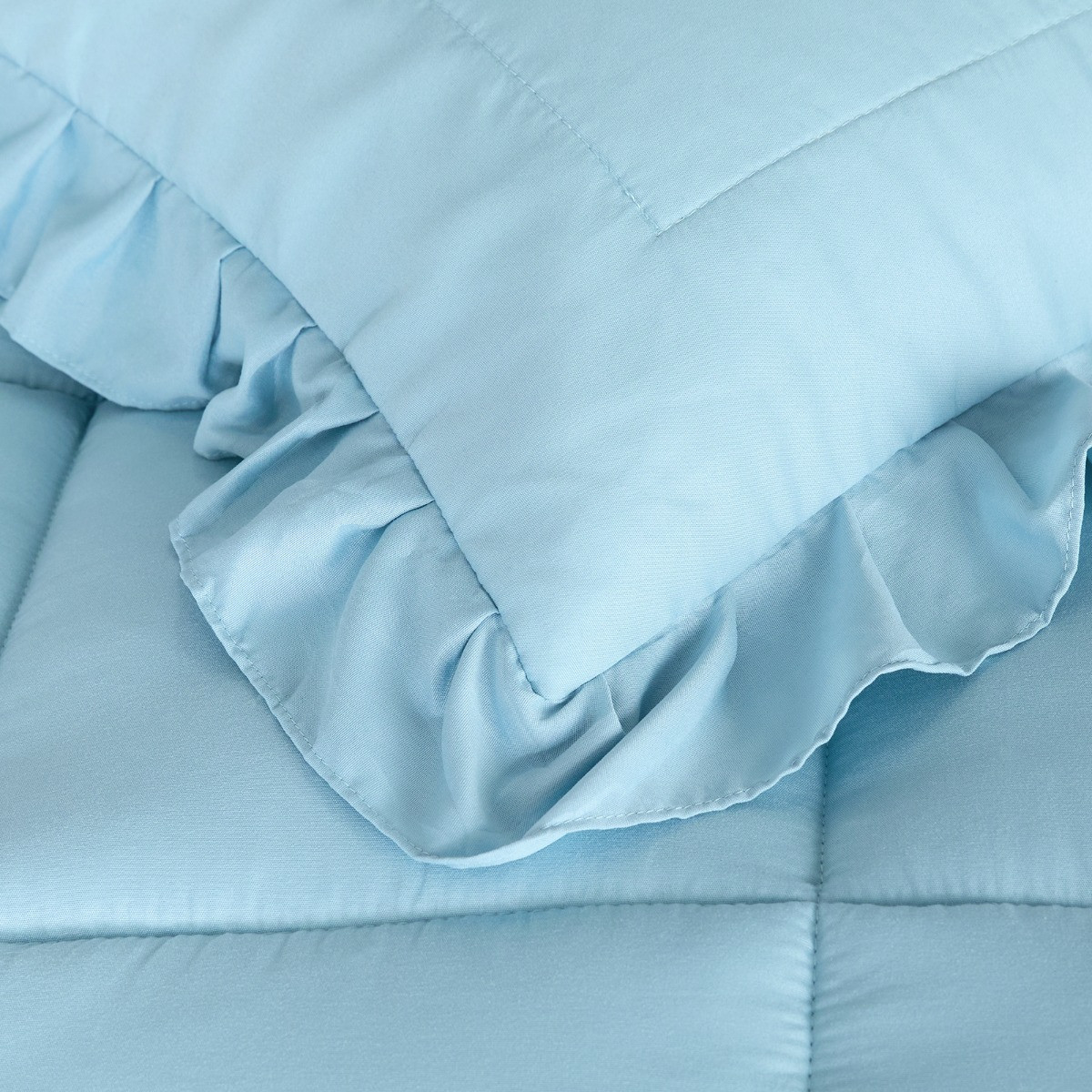 OHS Frill Edge Coverless 7.5 Tog Duvet Set - Blue>