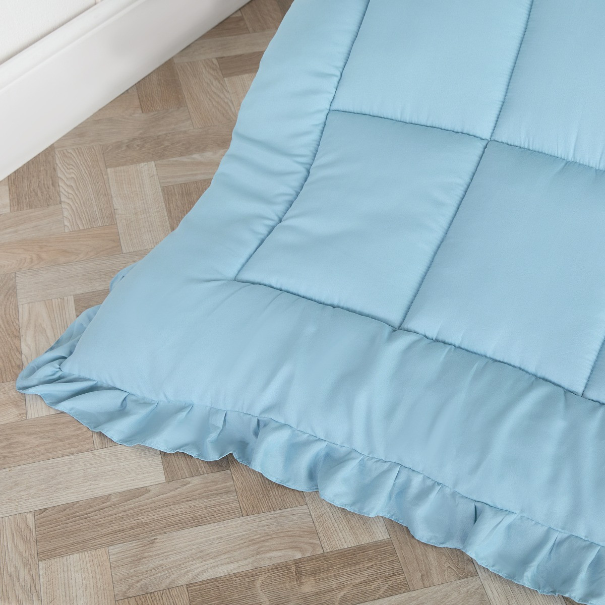 OHS Frill Edge Coverless 7.5 Tog Duvet Set - Blue>