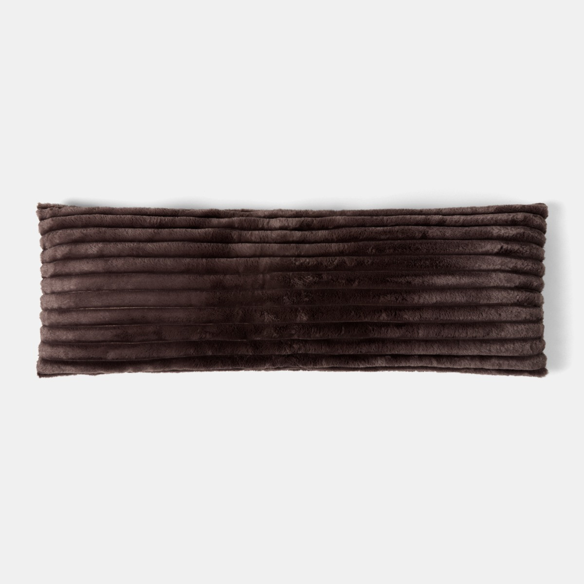 OHS Ribbed Faux Fur Bolster Pillow - Coffee>