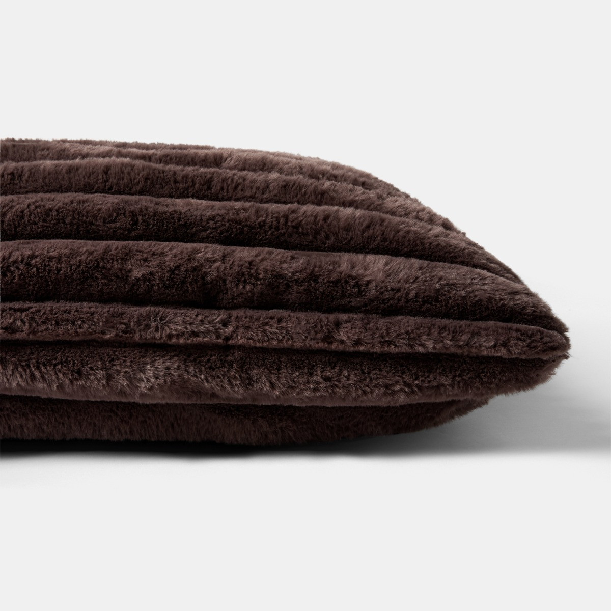 OHS Ribbed Faux Fur Bolster Pillow - Coffee>