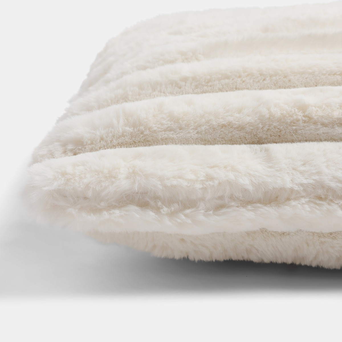 OHS Ribbed Faux Fur Bolster Pillow - Ivory>