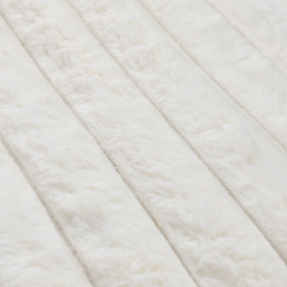OHS Ribbed Faux Fur Bolster Pillow - Ivory>
