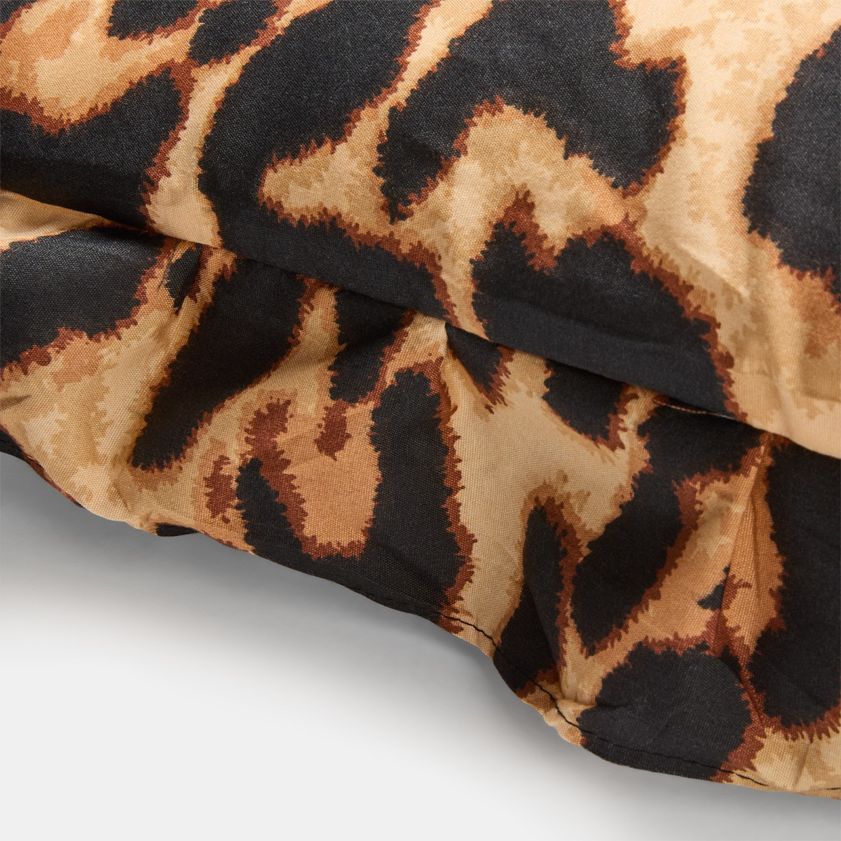 OHS Leopard Print Frill Edge Bolster Pillow - Natural>