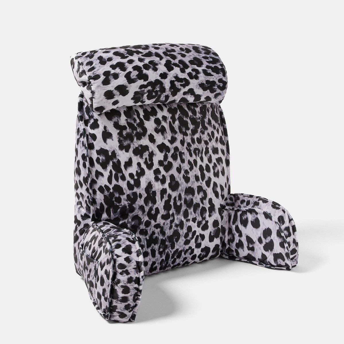 OHS Leopard Print Cuddle Cushion with Head Rest - Monochrome>
