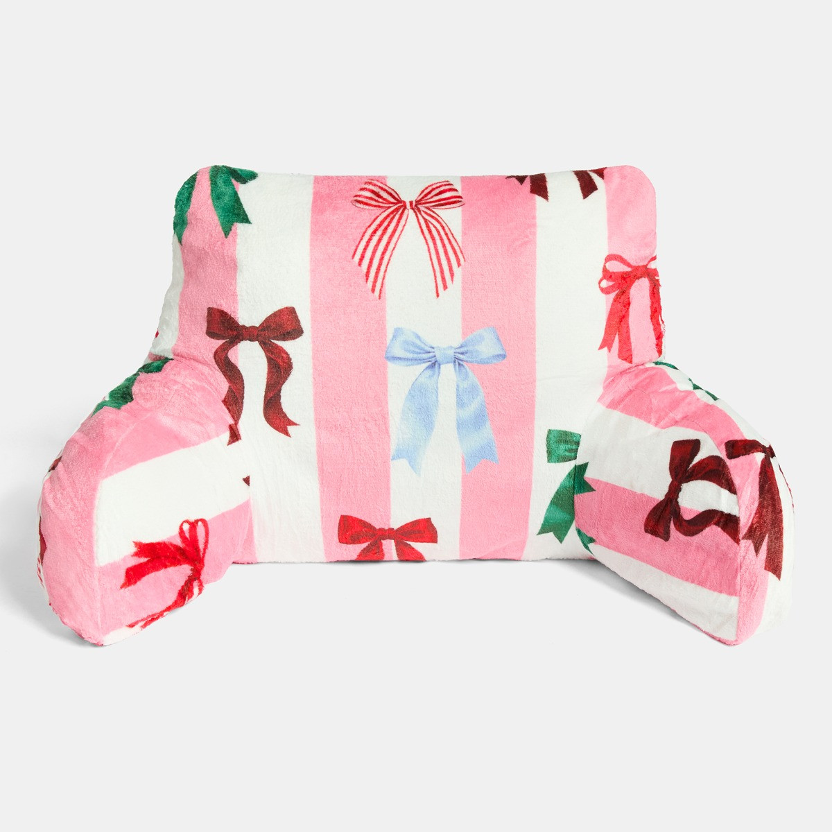 OHS Multi Bow Stripe Cuddle Cushion - Pink/White>