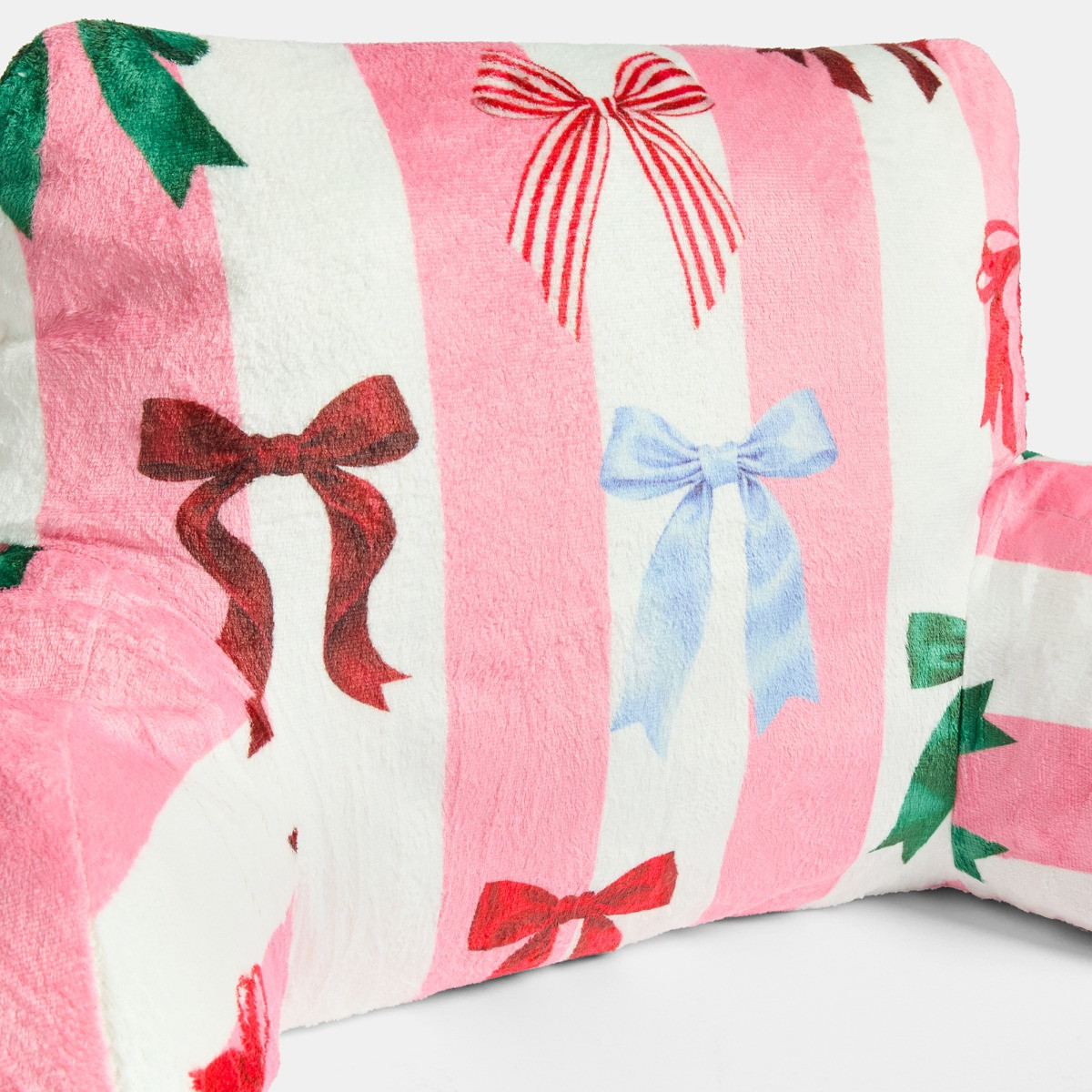 OHS Multi Bow Stripe Cuddle Cushion - Pink/White>