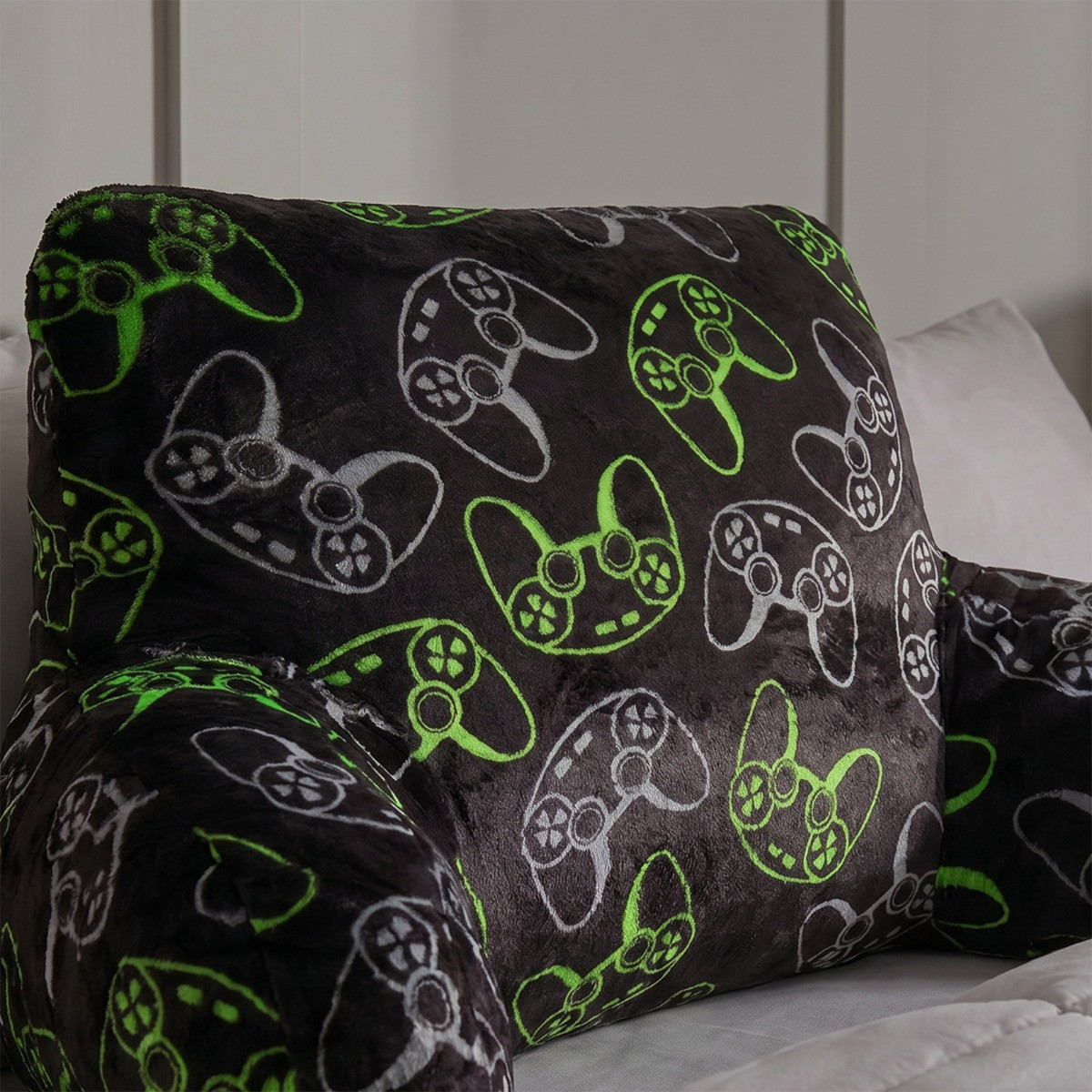 OHS Gaming Fleece Cuddle Cushion - Black/Green>