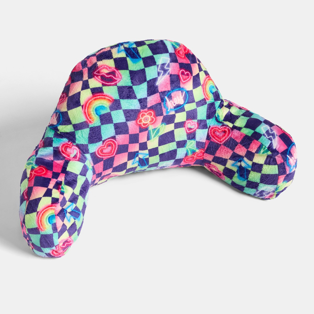 OHS Kids Neon Checkerboard Print Cuddle Cushion - Multi>