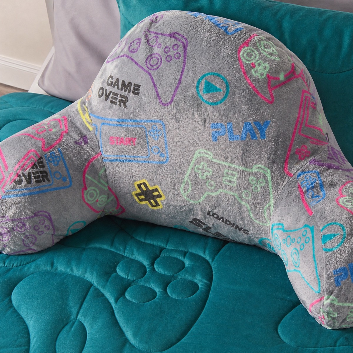 OHS Kids Gaming Fleece Cuddle Cushion - Grey>