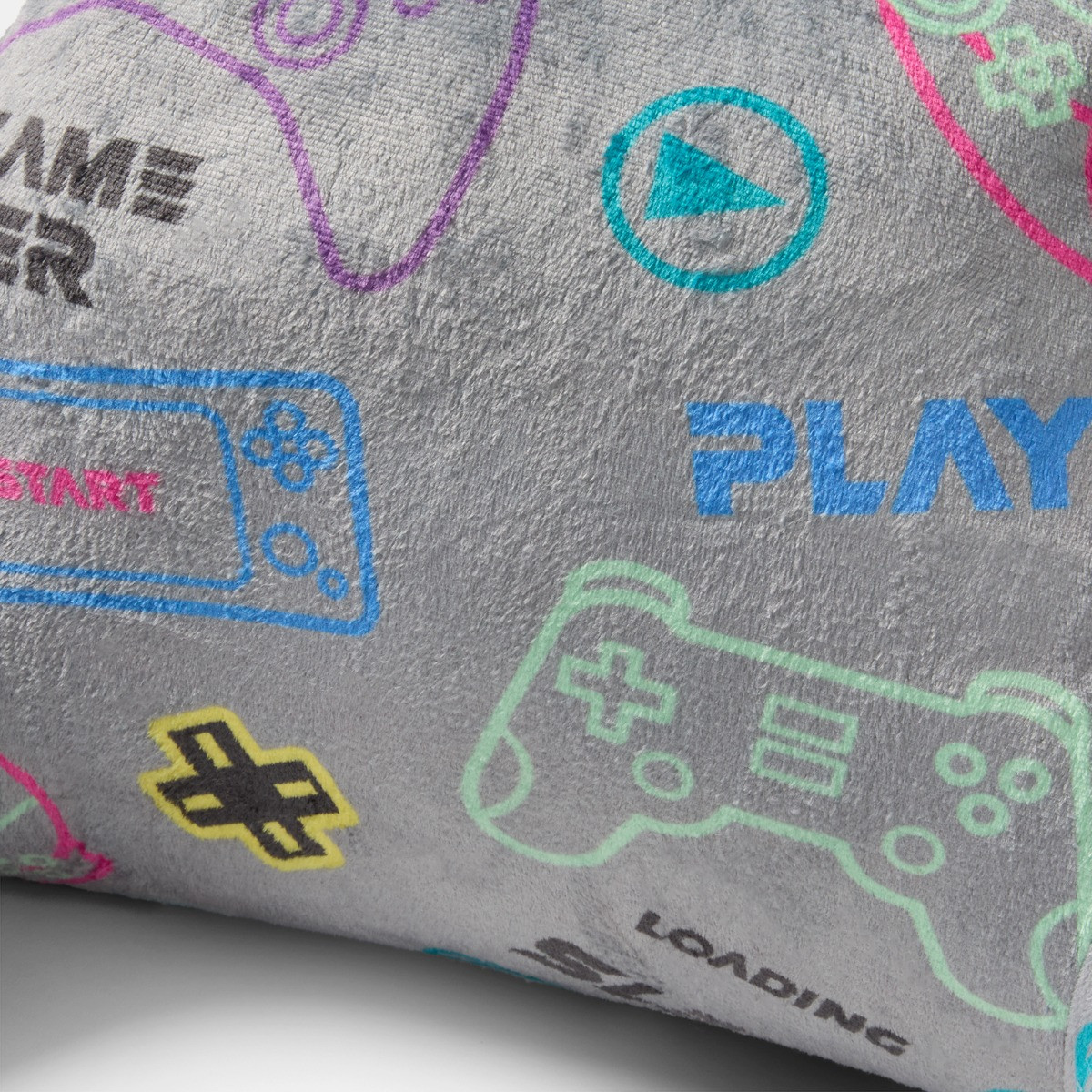 OHS Kids Gaming Fleece Cuddle Cushion - Grey>